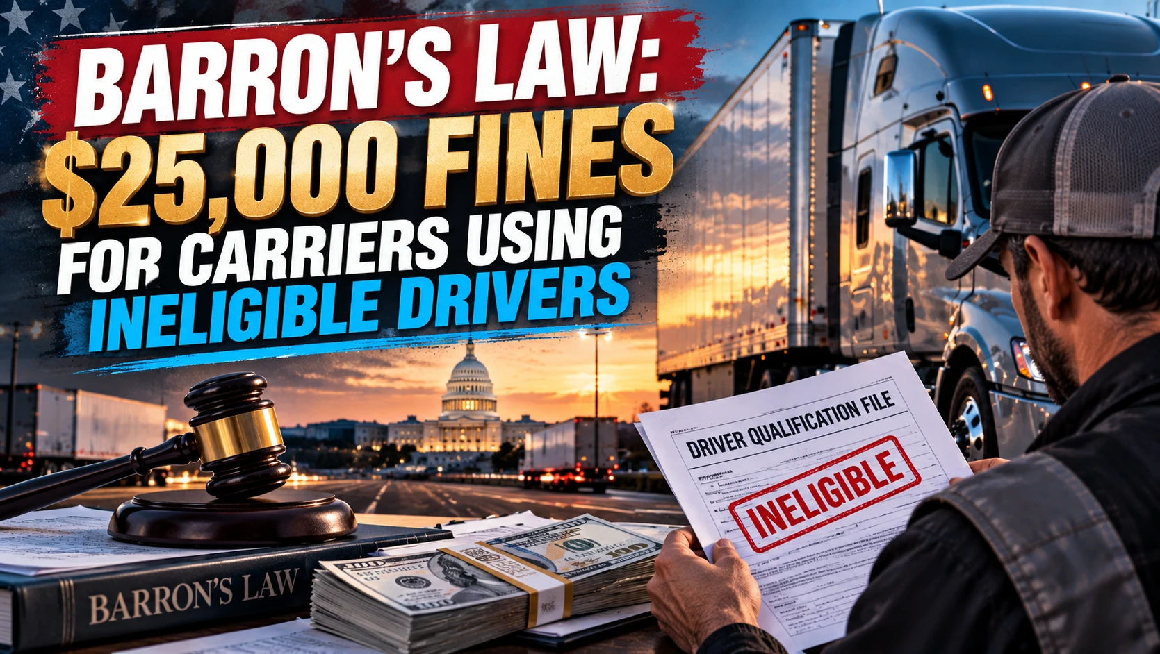 Barron's Law: $25,000 Fines for Carriers Using Ineligible Drivers